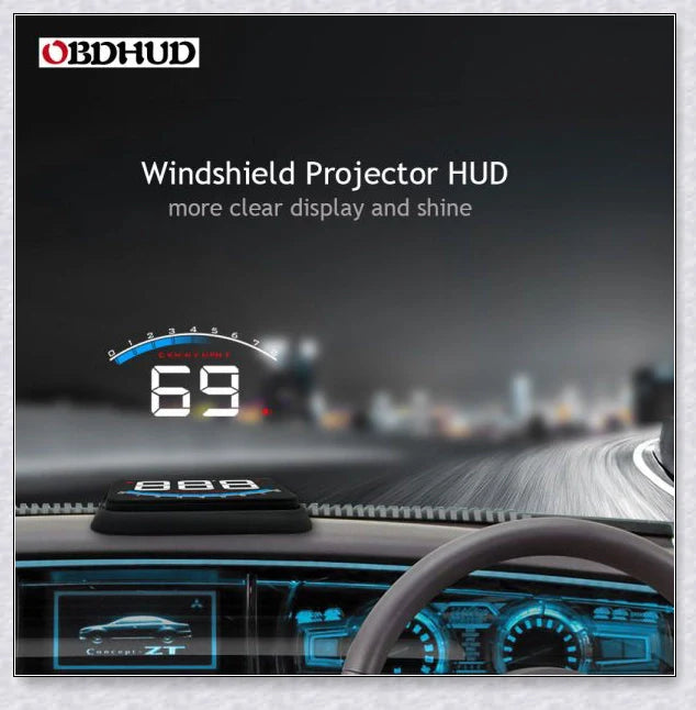 Windshield Speed Projector displaying driving data on vehicle windscreen, designed for safe and convenient driving in New Zealand