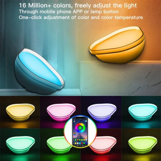 16 color smart wifi app controlled night light with vibrant RGB lighting and modern, sleek design