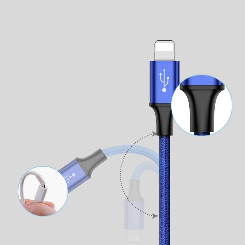 3-in-1 Super Fast Charge Cable with USB, Type-C, and Lightning connectors for charging multiple devices simultaneously