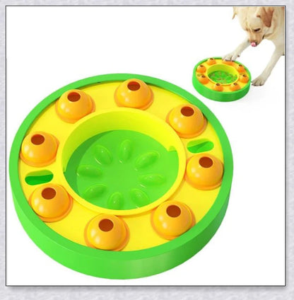 Wisdom Dog Toys Slow Leakage Feeding Training - An interactive dog toy with a rotating food turntable and slow food bowl to stimulate your pup's mind and encourage healthy eating.