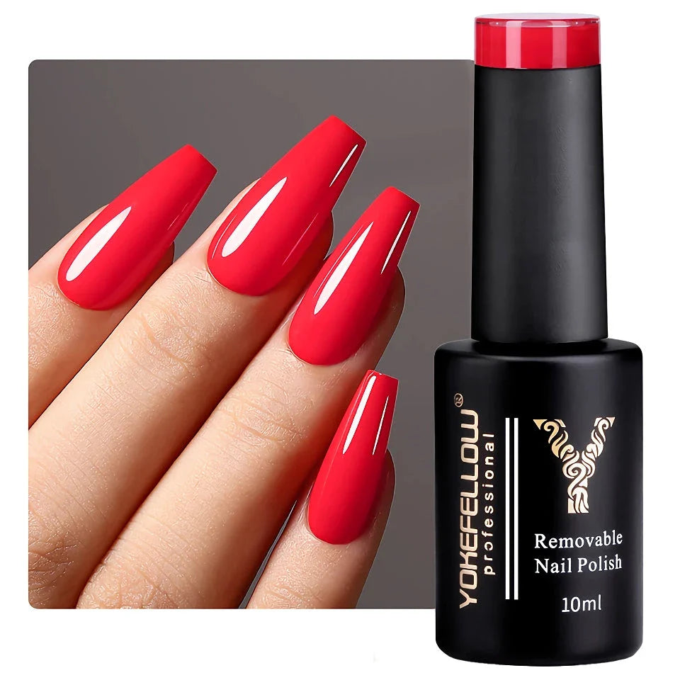 A bottle of Vivid Red Gel Nail Polish, perfect for creating a stylish and long-lasting Kiwi manicure at home.