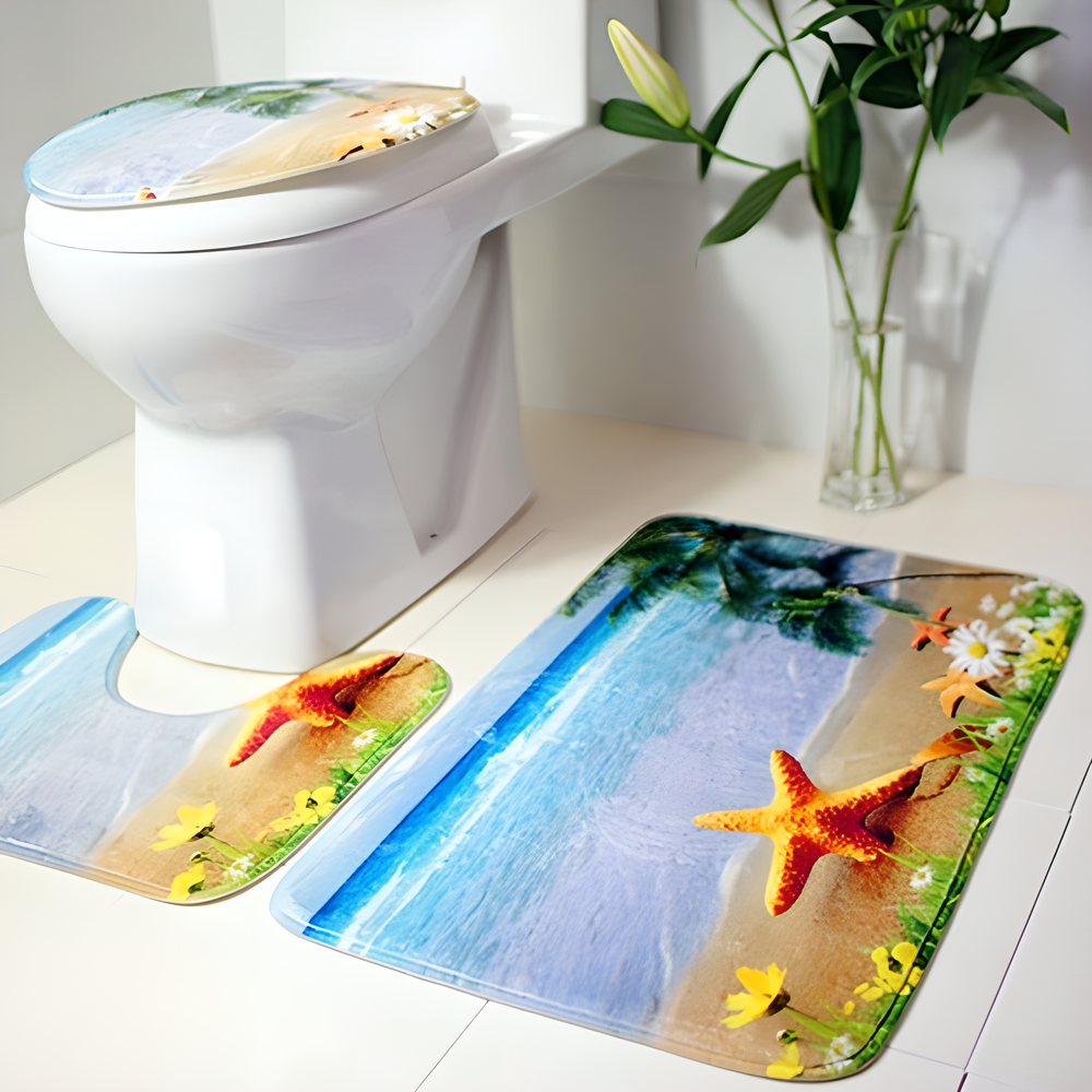 3-Piece Anti-Slip Decorative Bathroom Mat Set in Various Stylish Designs for a Cosy Kiwi Bathroom