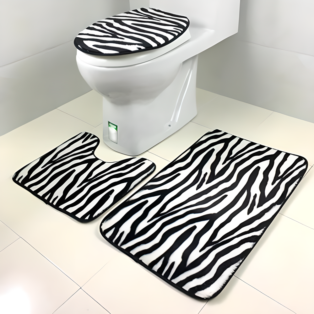 3-Piece Anti-Slip Decorative Bathroom Mat Set in Various Stylish Designs for a Cosy Kiwi Bathroom