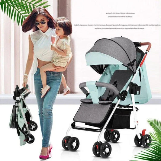 Stylish and Compact Baby Stroller with Adjustable Sunshade and Removable Handrail for Comfortable Kiwi Adventures