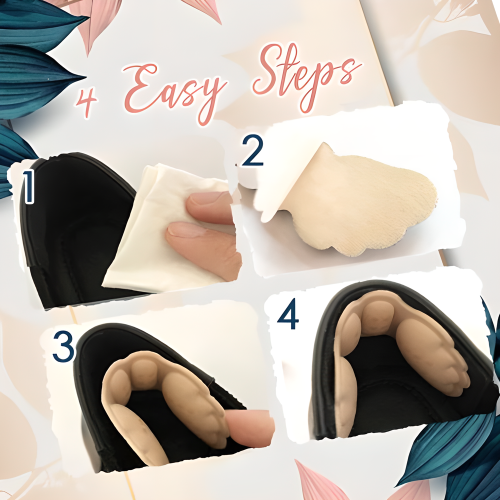 Comfortable, wing-shaped heel cushions in various colors and sizes for maximum foot support and pain relief