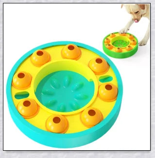 Wisdom Dog Toys Slow Leakage Feeding Training - An interactive dog toy with a rotating food turntable and slow food bowl to stimulate your pup's mind and encourage healthy eating.