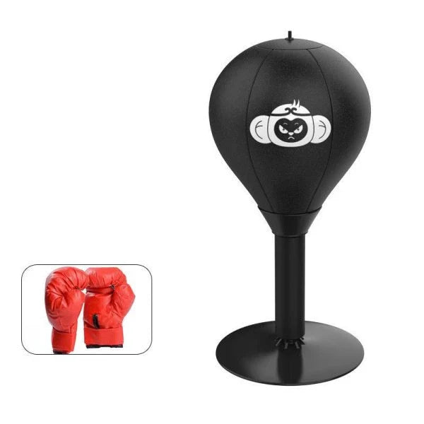 Tabletop boxing bag with adjustable height and responsive PU ball for speed and reaction time training