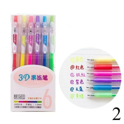 Vibrant 3D Jelly Pens in diverse colours, delivering rich, shiny lines and a unique 3D effect to unleash your creativity.