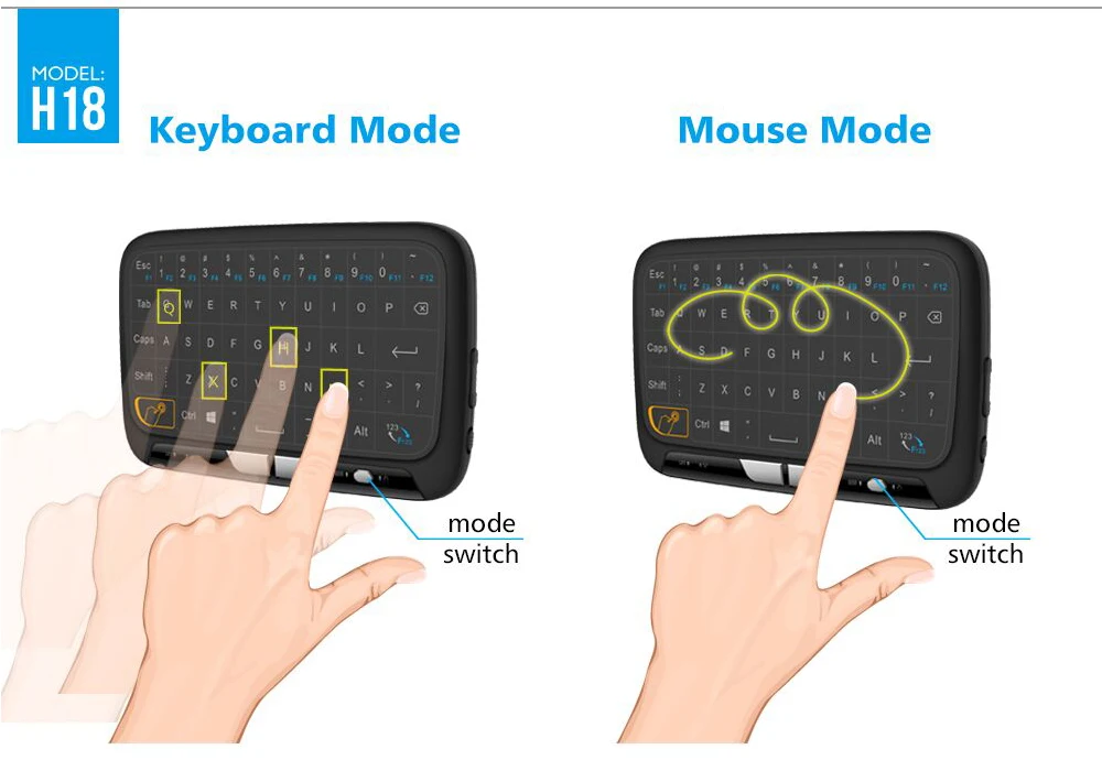 2-in-1 wireless multimedia touchpad and keyboard for smart TVs, PCs, and laptops with 10-metre wireless range and dual operation modes