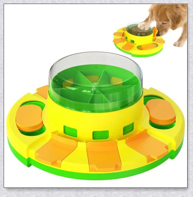 Wisdom Dog Toys Slow Leakage Feeding Training - An interactive dog toy with a rotating food turntable and slow food bowl to stimulate your pup's mind and encourage healthy eating.