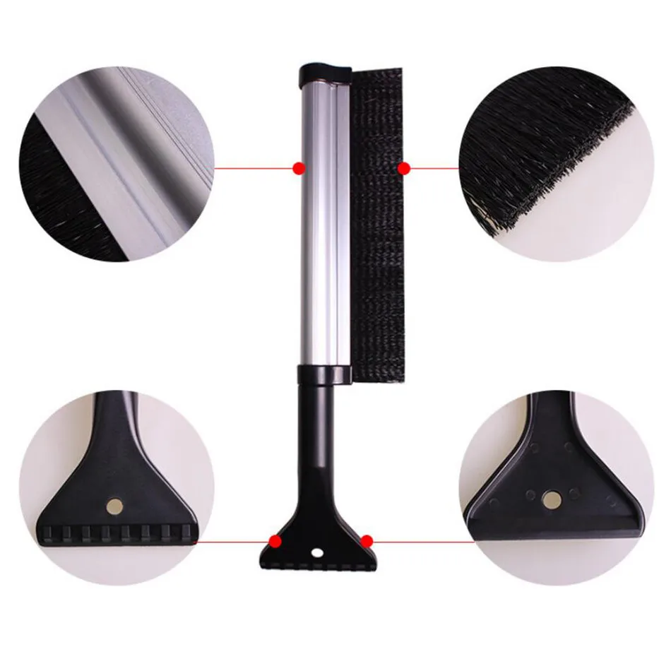 2-in-1 Telescopic Snow Brush and Ice Scraper with Extendable Handle for Effortless Windscreen Cleaning