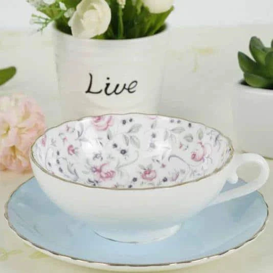 Classic Vintage Ceramic Tea Set with Elegant Floral Design, Durable Construction, and Generous Cup Size