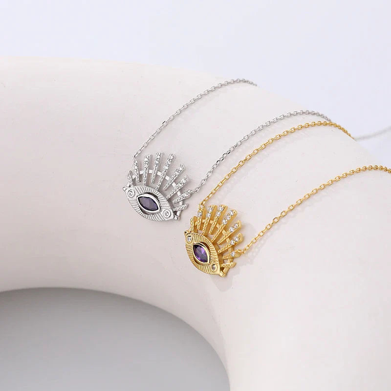 Elegant 925 silver necklace with a geometric zircon stone design, perfect for fashion-forward women