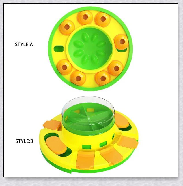 Wisdom Dog Toys Slow Leakage Feeding Training - An interactive dog toy with a rotating food turntable and slow food bowl to stimulate your pup's mind and encourage healthy eating.