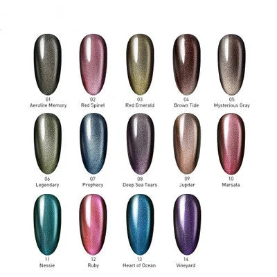 Vibrant, colour-changing nail gel polish in various shimmering shades