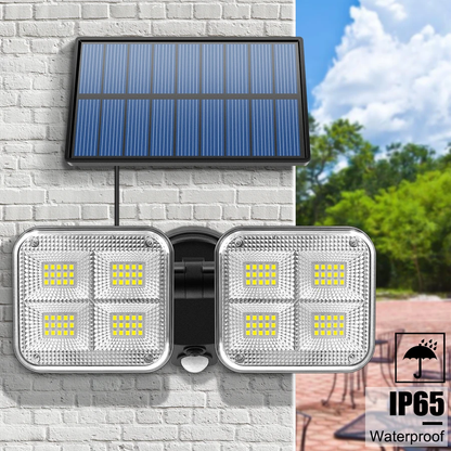 Ultra-bright solar-powered outdoor wall light with adjustable heads, perfect for illuminating Kiwi backyards and gardens