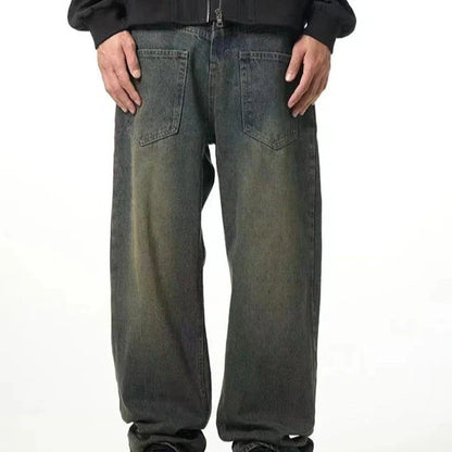 Kiwi-made washed and distressed straight-leg casual jeans in a range of sizes