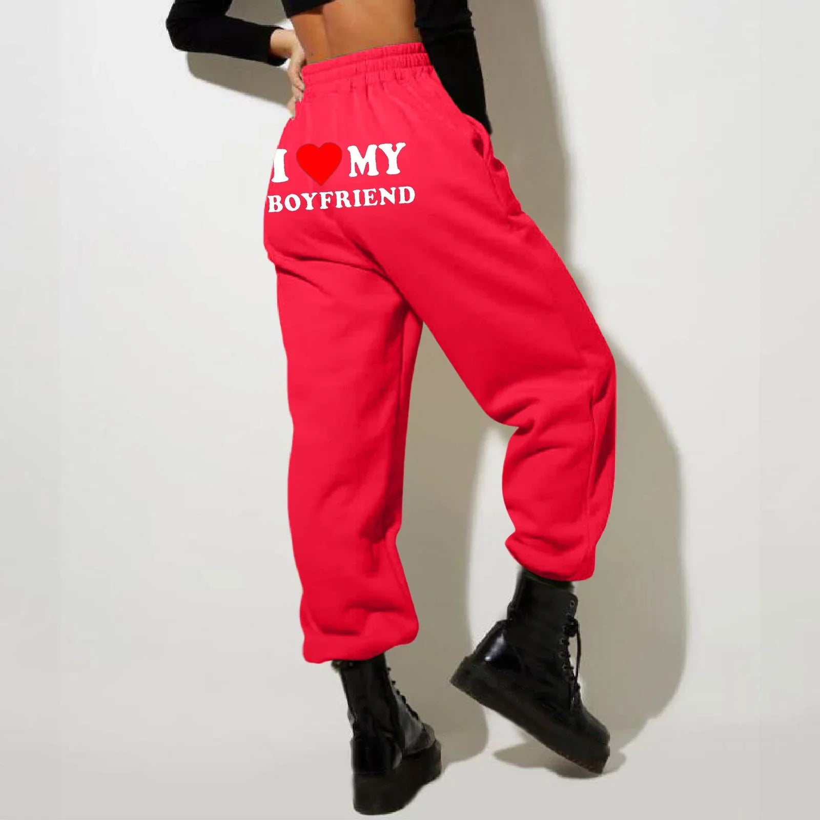 Trendha 'I Love My Boyfriend' Printed Trousers - Comfortable, Stylish Sweatpants for Kiwi Couples