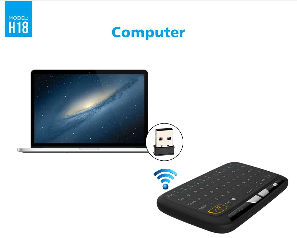 2-in-1 wireless multimedia touchpad and keyboard for smart TVs, PCs, and laptops with 10-metre wireless range and dual operation modes