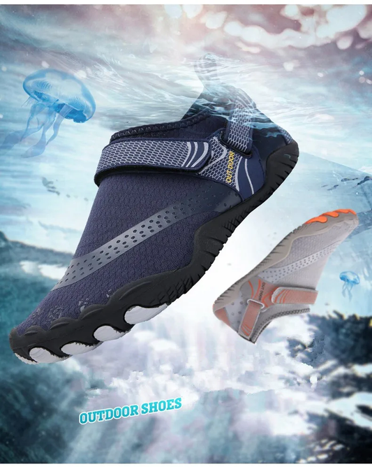 Versatile water and hiking shoes with non-slip rubber soles, breathable materials, and innovative drainage system for outdoor adventures in Aotearoa