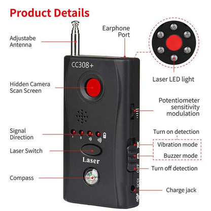 Versatile Anti-Spy Detector with Adjustable Sensitivity and Comprehensive Detection Modes for Privacy Protection in New Zealand