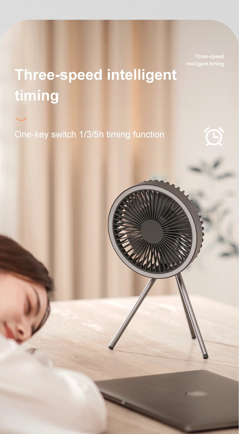 Versatile Rechargeable Desk Fan with Power Bank and LED Lighting - Keeps you cool, charges your devices, and provides cosy lighting