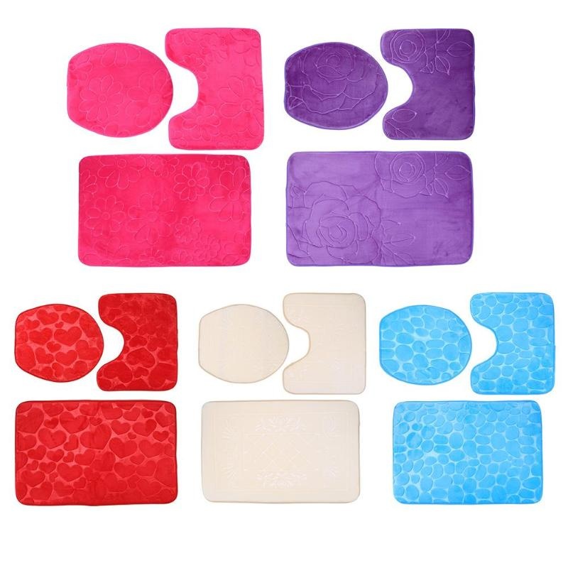 3-Piece Anti-Slip Decorative Bathroom Mat Set in Various Stylish Designs for a Cosy Kiwi Bathroom